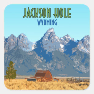 Adesivo Quadrado Vintage de Jackson Hole Wyoming