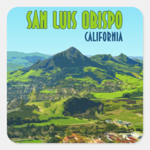 Adesivo Quadrado Vintage de San Luis Obispo Califórnia