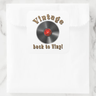 Adesivo Quadrado Vintage - De volta a Vinyl, o recorde voltou, Oldi