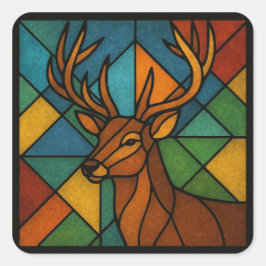 Adesivo Quadrado Vintage Deer Tiffany Style Stained Glass Design