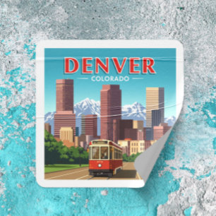 Adesivo Quadrado Vintage Denver Colorado
