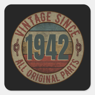 ADESIVO QUADRADO VINTAGE DESDE 1942 TODAS AS PEÇAS ORIGINAIS