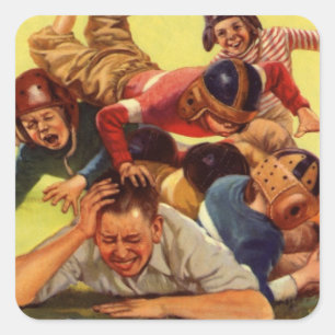 Adesivo Quadrado Vintage Dia de os pais, Futebol Kids e Cachorro Fa