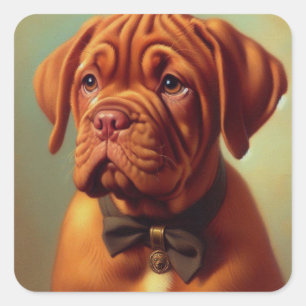 Adesivo Quadrado Vintage Dogue de Bordeaux Painting