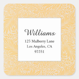 Adesivo Quadrado Vintage Dourado Floral Botanal Return Endereço