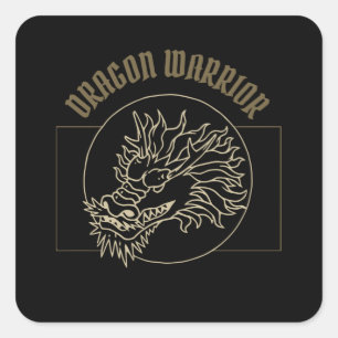 Adesivo Quadrado Vintage Dragon Warrior