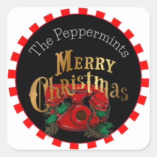 Adesivo Quadrado Vintage Elegant Christmas Telephone Personalizado