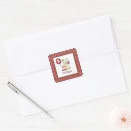 Adesivo Quadrado Vintage Elephant Birthday Square Sticker
