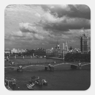 Adesivo Quadrado Vintage England London The River Thames 1970
