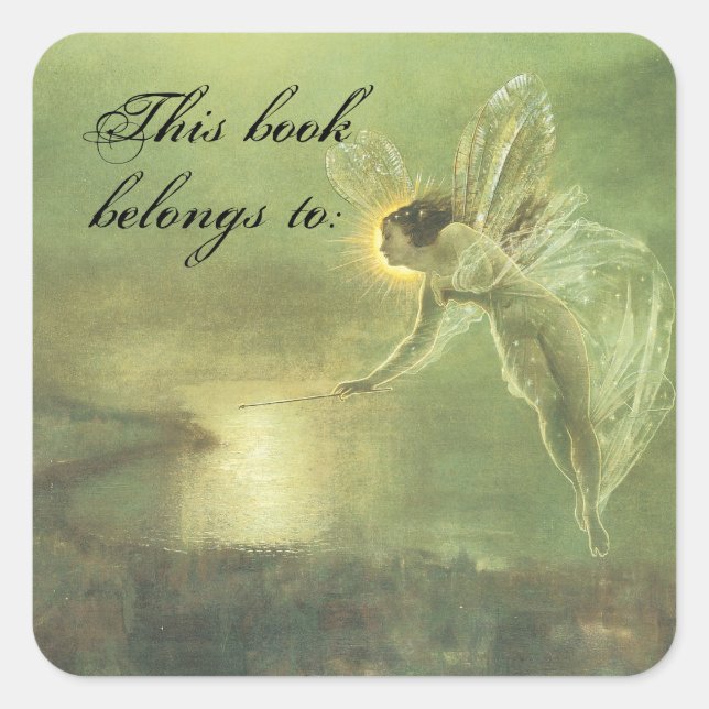 Adesivo Quadrado Vintage Faerie Book Plate (Frente)