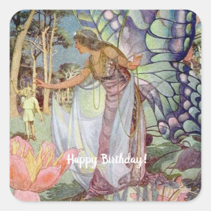 Adesivo Quadrado Vintage Fairy