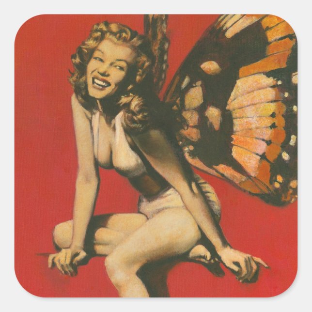 Adesivo Quadrado Vintage Fairy Sticker (Frente)