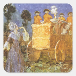 Adesivo Quadrado Vintage Fairy Tales Cinderella e Fairy Godmama