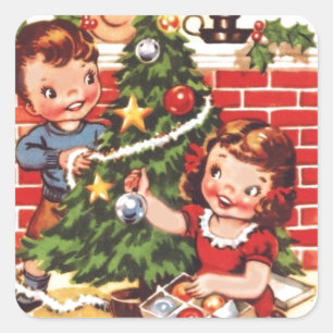 Adesivo Quadrado Vintage Feliz Natal de 1940