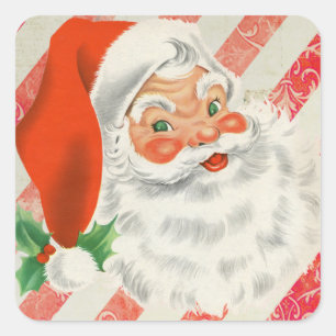 Adesivo Quadrado Vintage Feliz Natal - Pai Natal