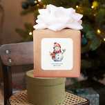 Adesivo Quadrado Vintage Felry Christmas & Snowmen<br><div class="desc">Celebrar a magia da época de férias com a nossa encantadora Vintage Feliz Natal e Cartão de Saudação de Neves Watercolor. Esta carta maravilhosamente desenhada captura a essência nostálgica do Natal com um toque de capricho.</div>
