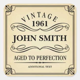 Adesivo Quadrado Vintage Festa de aniversário Favor