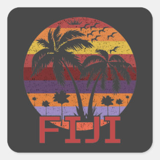 Adesivo Quadrado Vintage Fiji Summer Beach Viagem