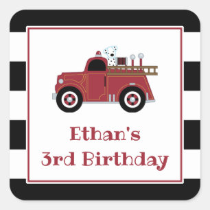 Adesivo Quadrado Vintage Fire Truck Sticker