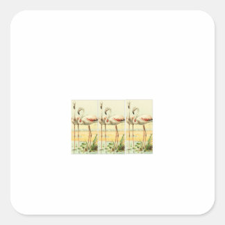 Adesivo Quadrado Vintage Flamingo