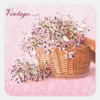 Adesivo Quadrado Vintage Flor Basket Stickers