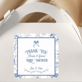 Adesivo Quadrado Vintage Floral Blue Ornament Obrigado Chá de frald