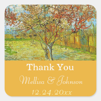 Adesivo Quadrado Vintage floral favor do casamento obrigado seus ad