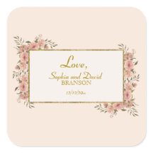 Vintage Floral Gold Foil Frame Weding