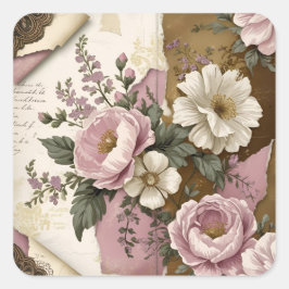 Adesivo Quadrado Vintage Floral - Stickers