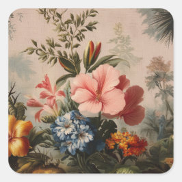 Adesivo Quadrado Vintage floral still life with tropical flowers