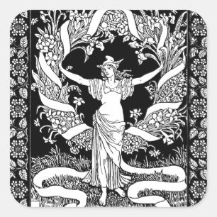 Adesivo Quadrado Vintage Floral Wreath Sticker