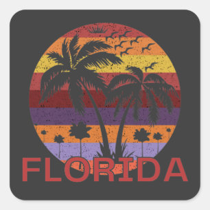 Adesivo Quadrado Vintage Florida USA Summer Beach