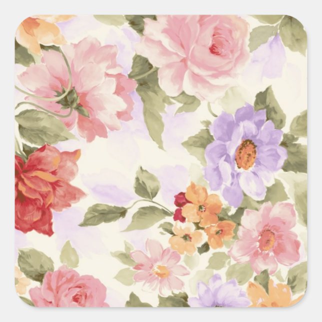 Adesivo Quadrado Vintage Flower Scenery (Frente)