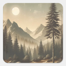 Vintage Forest Art com Aestética Mountain Landsca