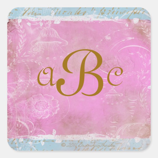 Adesivo Quadrado Vintage Franco Azul Toile Autoadesivos Personaliza (Frente)