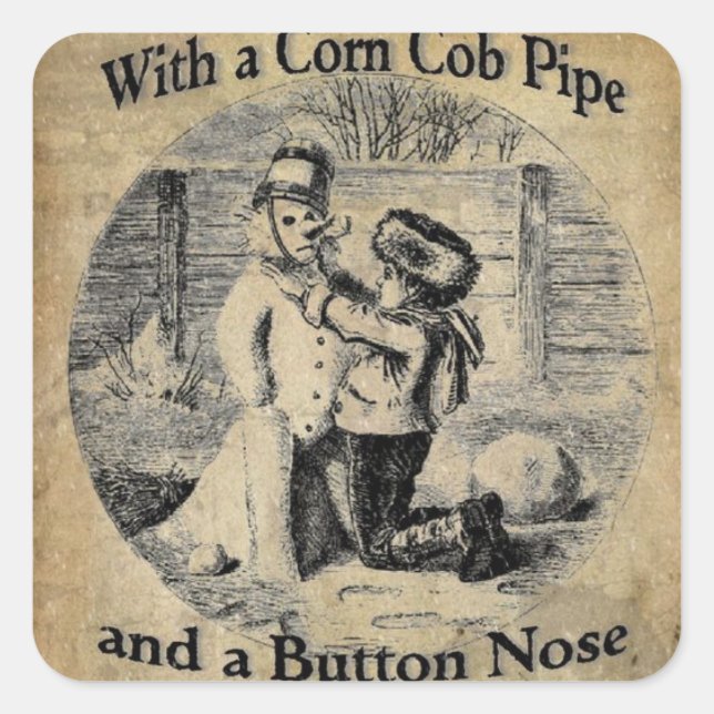 Adesivo Quadrado Vintage Frosty The Snowman (Frente)