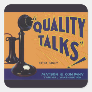 Adesivo Quadrado Vintage Fruta Crate Label Art, Antigo Telefone Mov