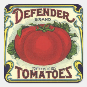 Adesivo Quadrado Vintage Fruta Crate Label Art, Defender Tomates