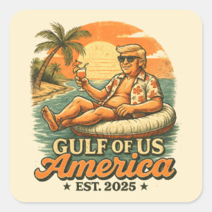 Adesivo Quadrado Vintage Funny Trump América Golfo 2025
