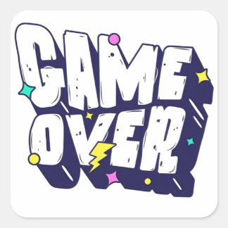 Adesivo Quadrado Vintage Gamer Sticker – Game Over  