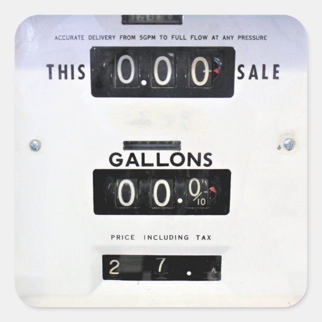 Adesivo Quadrado Vintage Gas Pump Face (Frente)