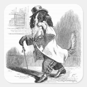 Adesivo Quadrado Vintage Gentleman Dog Stickers