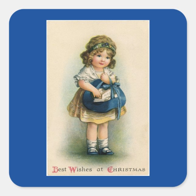 Adesivo Quadrado Vintage Girl with Sack Sticker (Frente)