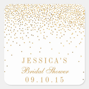 Adesivo Quadrado Vintage Glam Dourado Confetti Chá de panela Stick