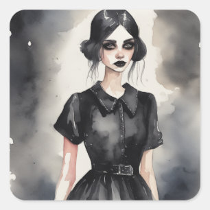 Adesivo Quadrado Vintage Gothic LBD - Ilustração de Vestido LBD