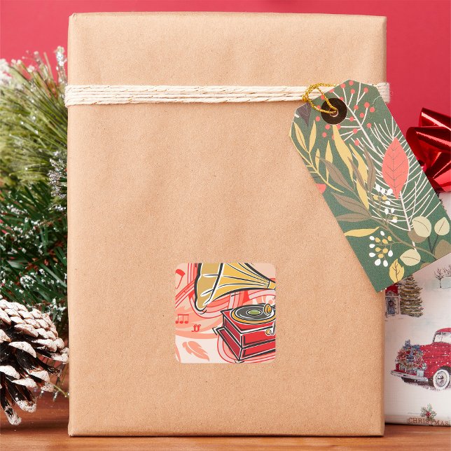 Adesivo Quadrado Vintage Gramophone (Criador carregado)