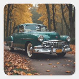 Adesivo Quadrado Vintage Green Car