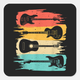 Adesivo Quadrado Vintage Guitar Gift For Men Women Music Banda Guit