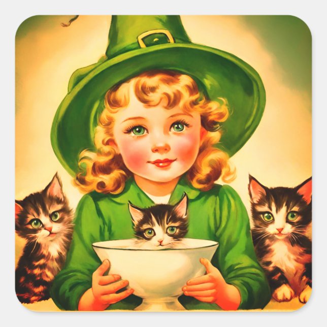 Adesivo Quadrado vintage Halloween cutie no9 (Frente)