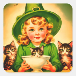 Adesivo Quadrado vintage Halloween cutie no9